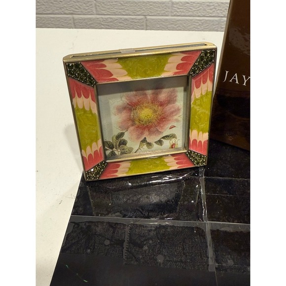 Jay‎ Strongwater Picture Frame Jeweled Floral Enamel Gold Tone Display Decor - Picture 2 of 4